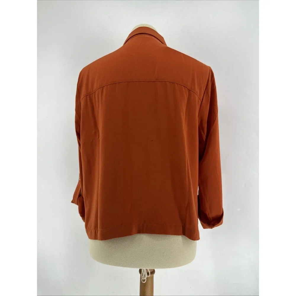 MICHAEL Michael Kors Relaxed Boxy Fit Button Down Orange Top Sz Med